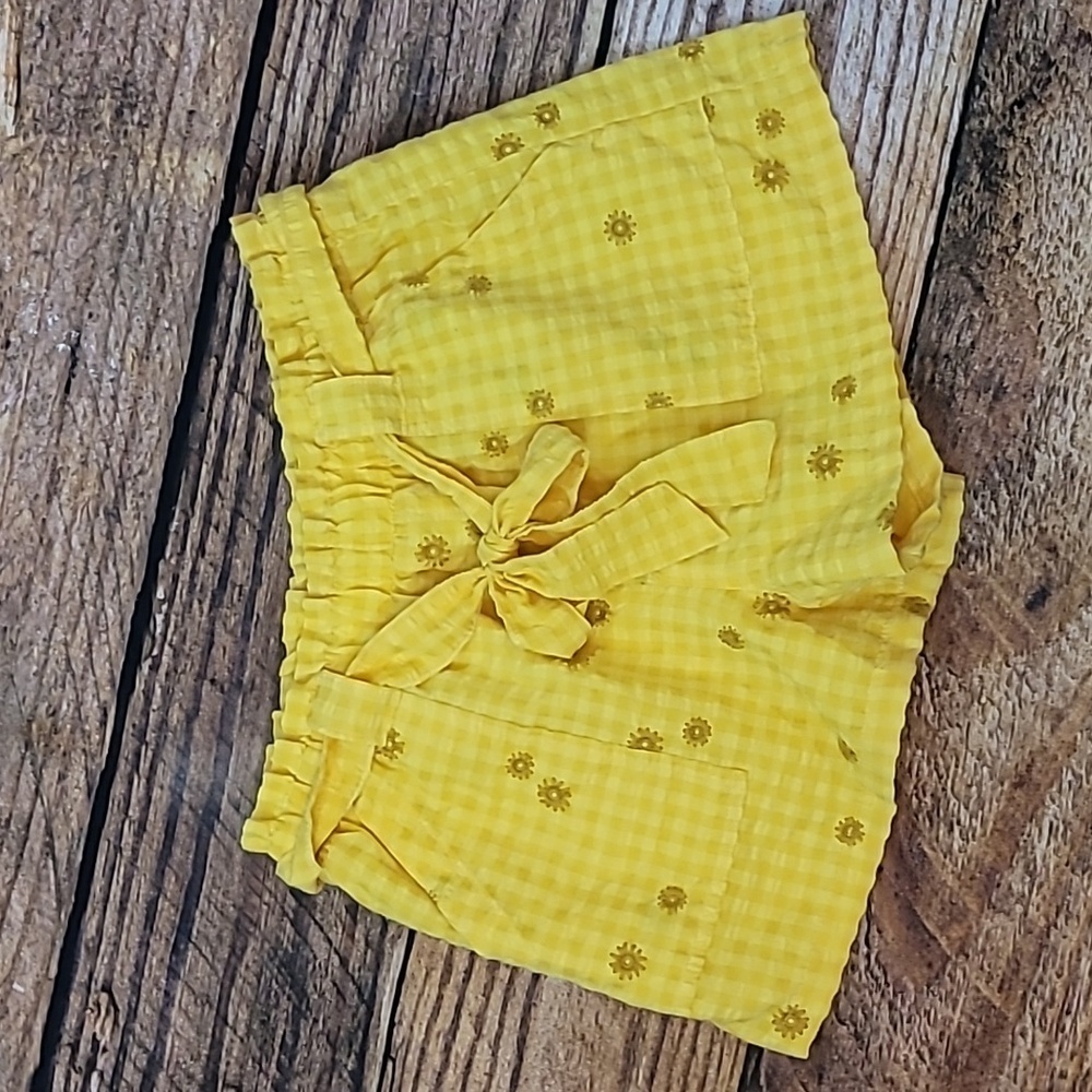 Yellow Daisy Embroidered Shorts